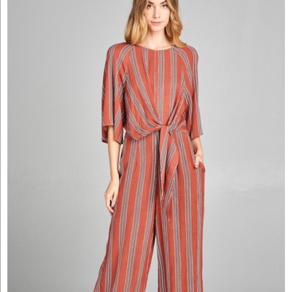 Striped Rust Jumpsuit